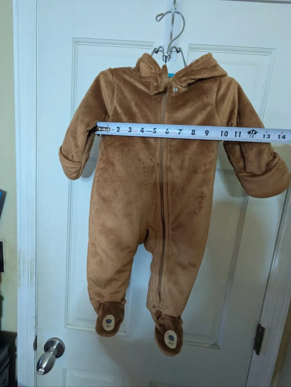 Carter's Brown Plush Hooded Baby One-Piece with Bear Feet And Bear Ears